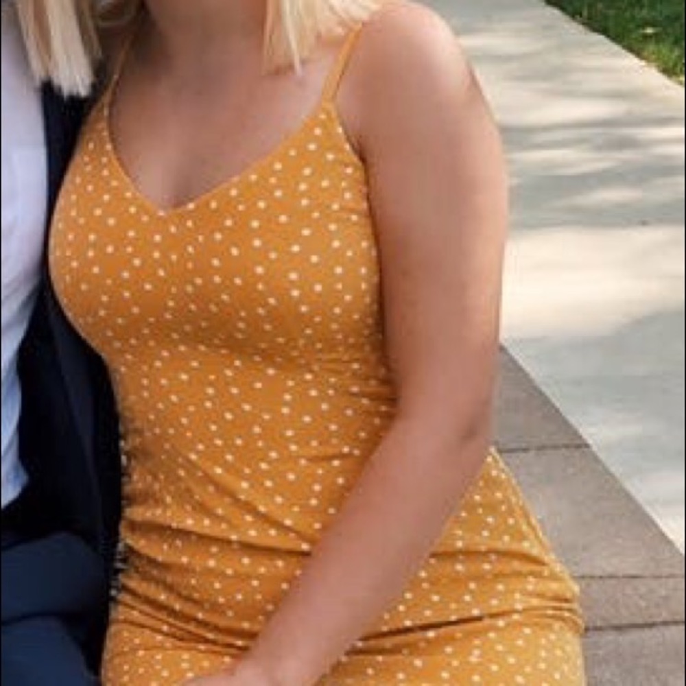 Abercrombie Yellow Polka Dot Midi Dress